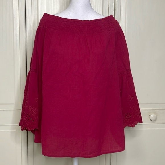 Lane Bryant Women’s Pink Off The Shoulder  Blouse Sz 18/20 Embroidered Detail - Picture 1 of 10